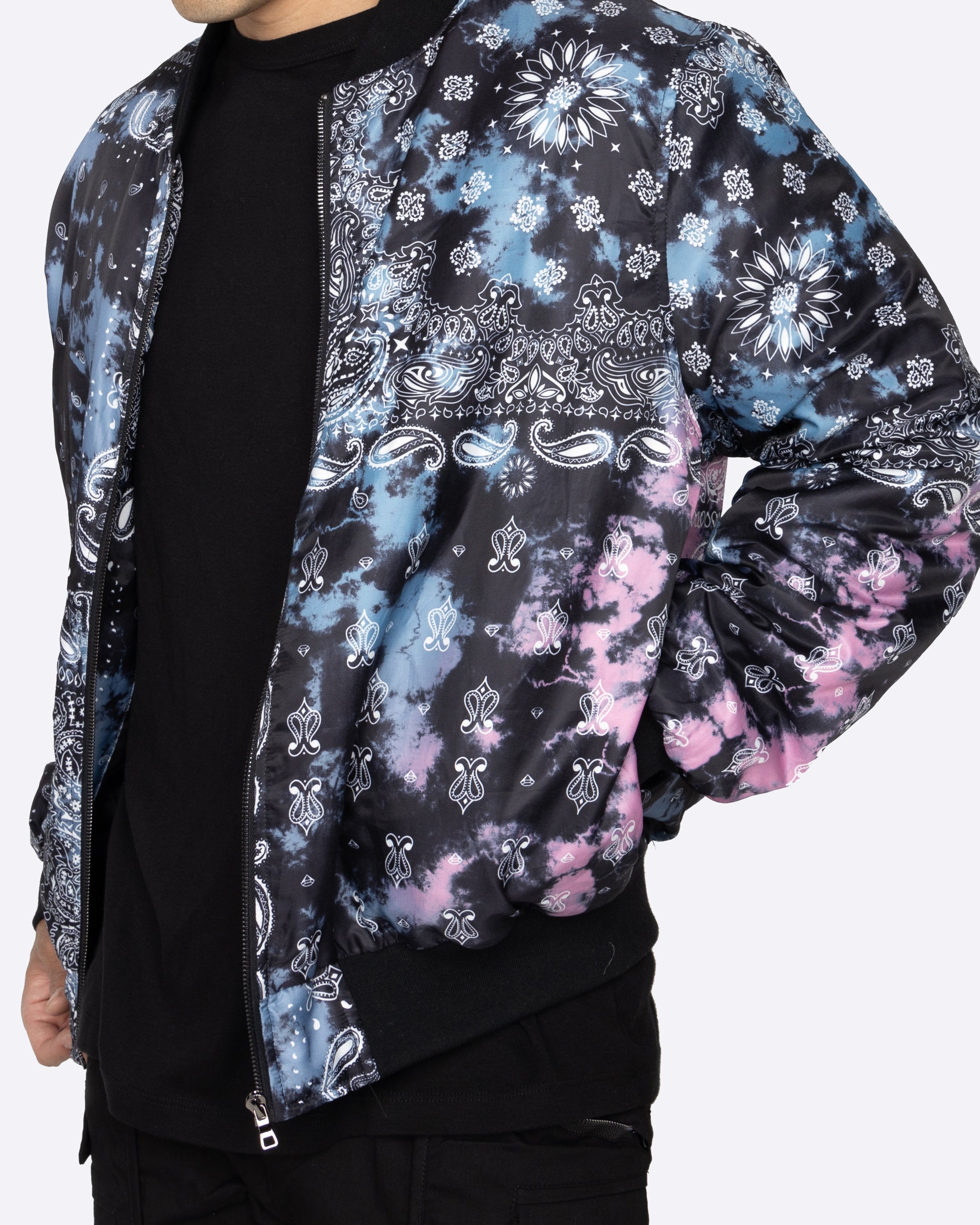 EPTM TIE DYE BANDANA BOMBER JACKET-BLACK