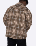 EPTM SLIT FLANNEL SHIRT- PLAID BROWN