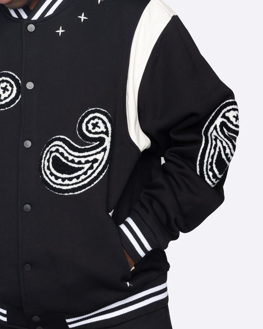 EPTM PAISLEY VARSITY JACKET-BLACK