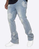 EPTM BLEACHED PAISLEY FLARE DENIM-DENIM BLUE