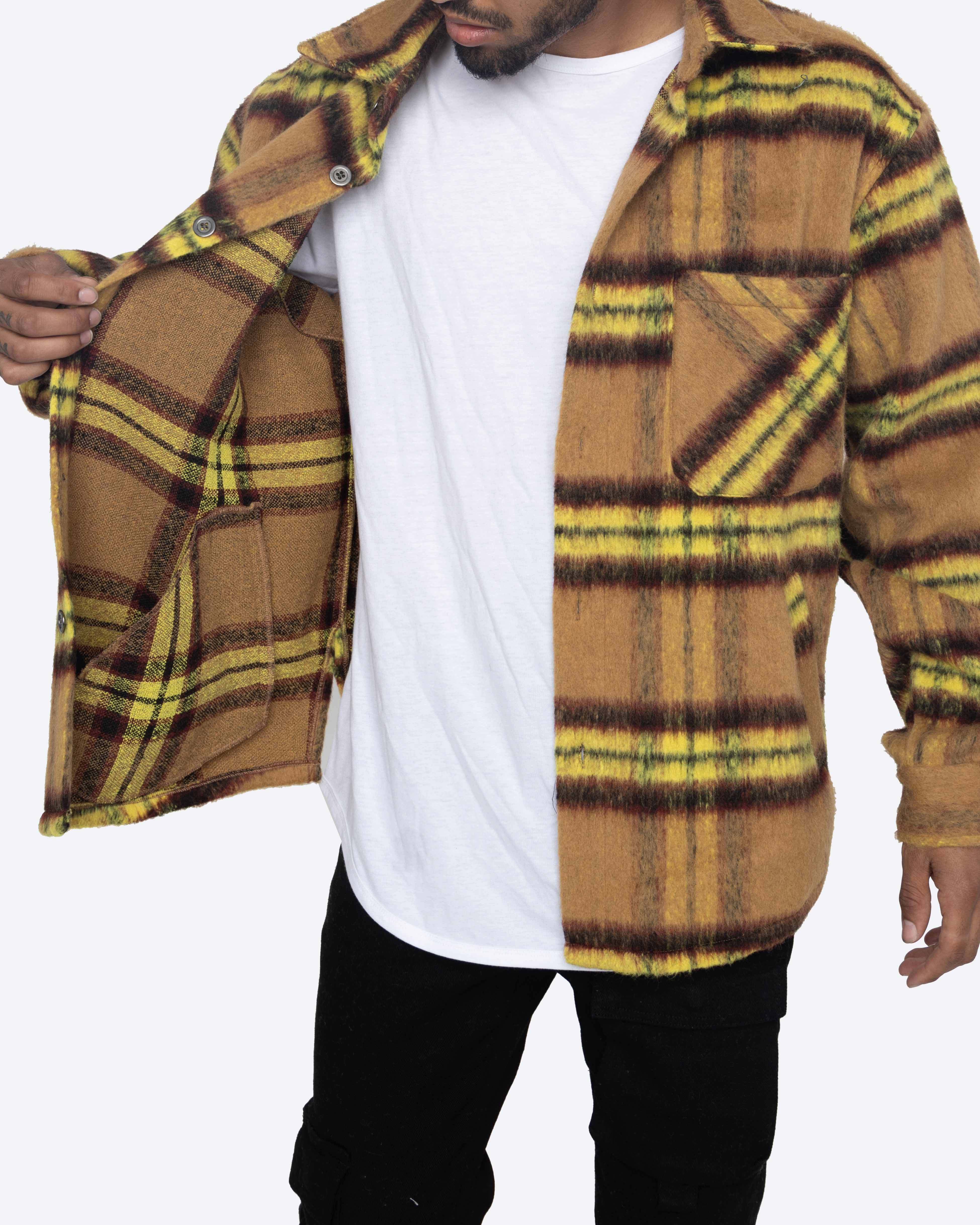 EPTM SLIT FLANNEL SHIRT-MUSTARD