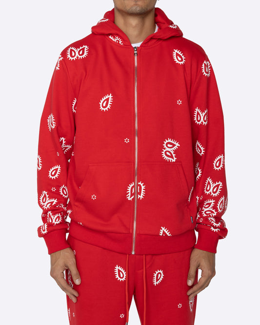 EPTM AMOEBA PRINT ZIP HOODIE-RED