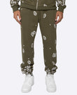 EPTM AMOEBA PRINT SWEATPANTS-OLIVE