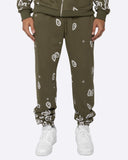 EPTM AMOEBA PRINT SWEATPANTS-OLIVE