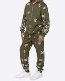 EPTM AMOEBA PRINT SWEATPANTS-OLIVE