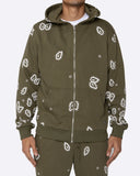 EPTM AMOEBA PRINT ZIP HOODIE-OLIVE