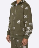 EPTM AMOEBA PRINT ZIP HOODIE-OLIVE