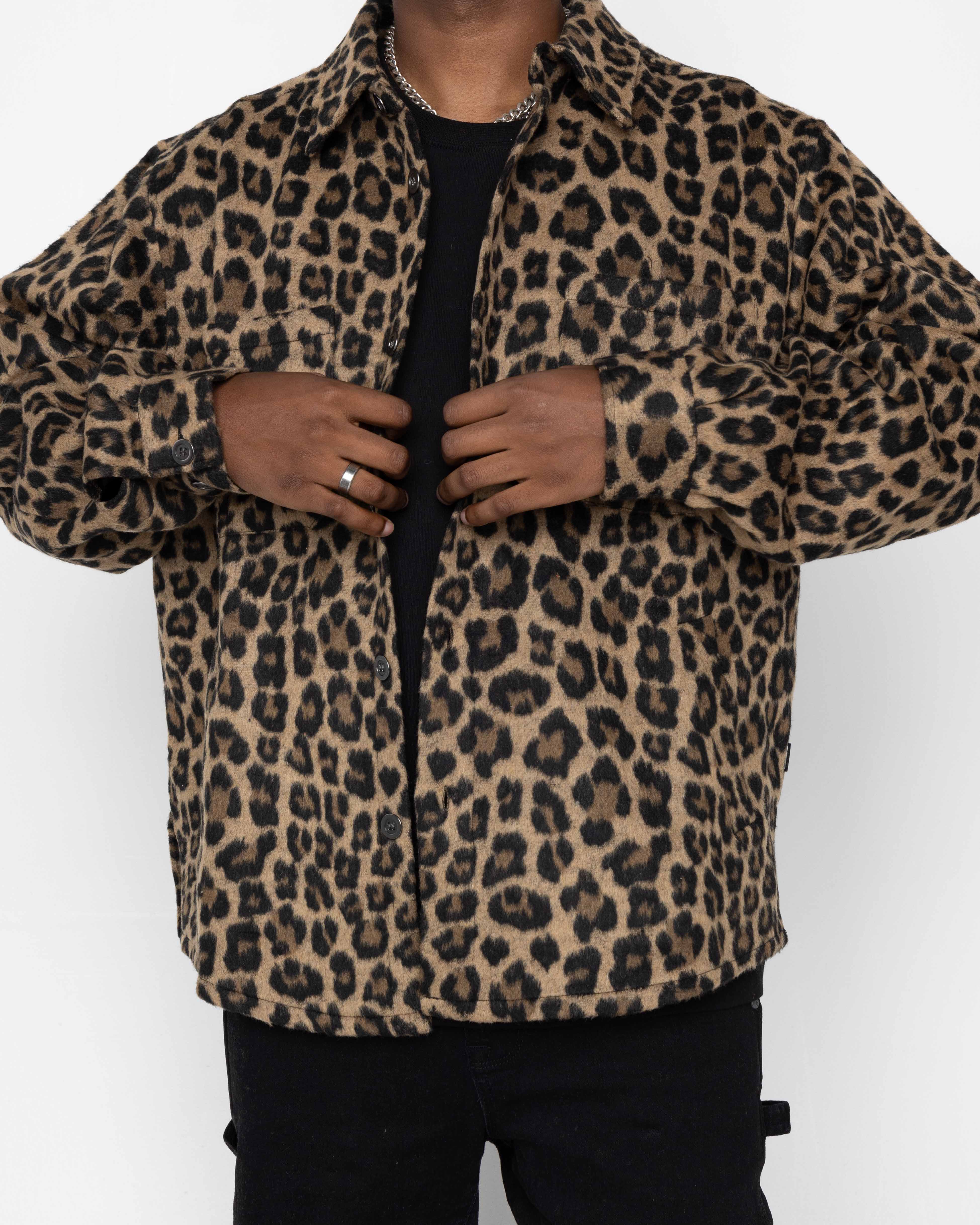 EPTM SIDE SLIT FLANNEL-LEOPARD