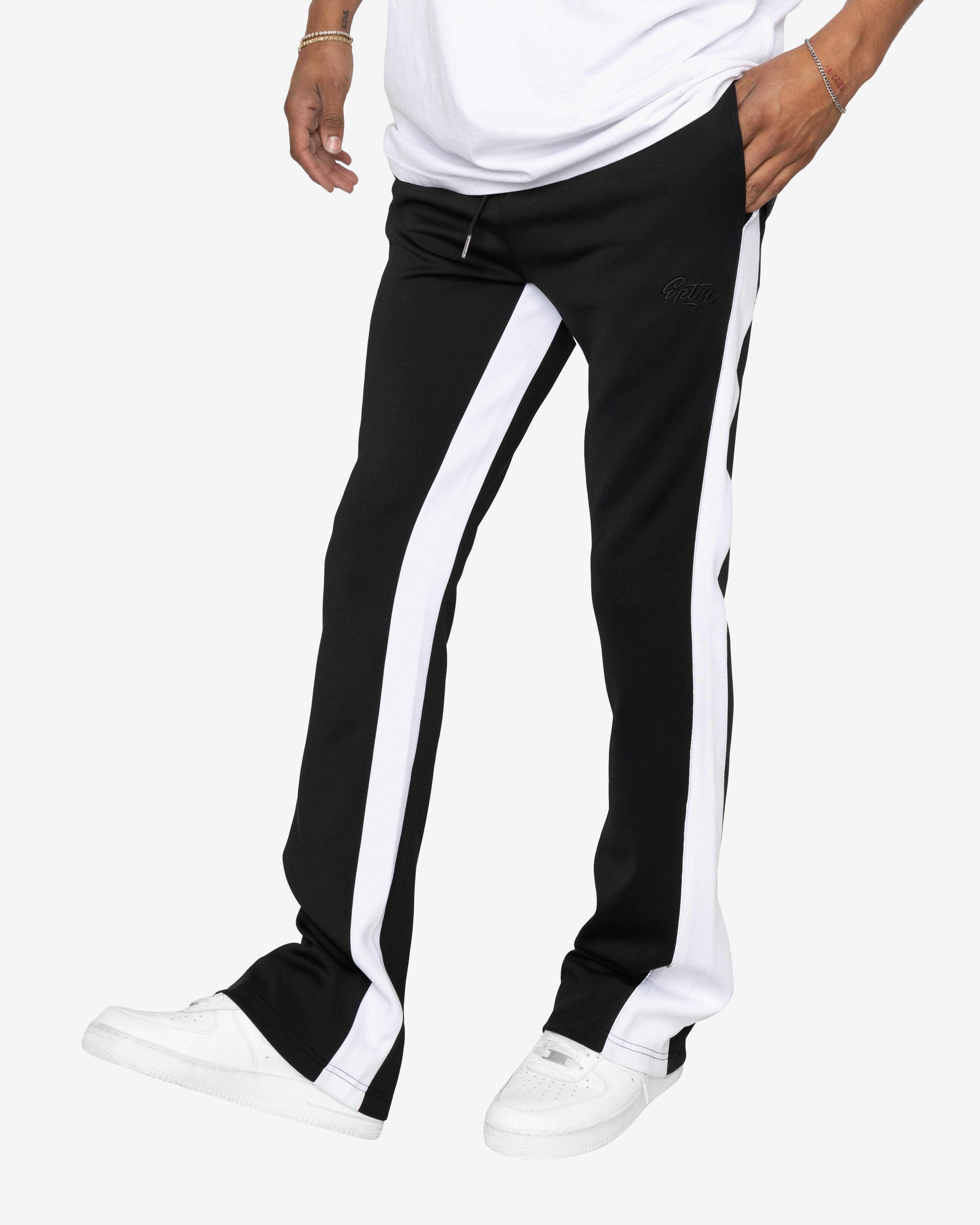 EPTM PIPING FLARED TRACK PANTS-BLACK/WHITE