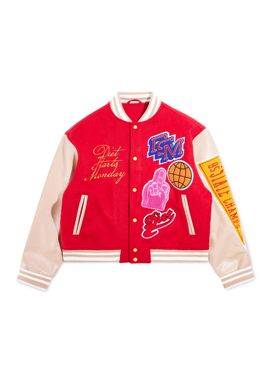 DSM Varsity Jacket - Red/Tan