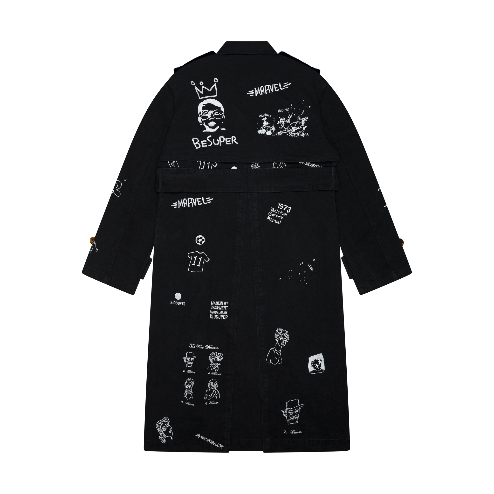 Embroidered Trench Coat [Black]