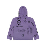 Embroidered Canvas Pullover Jacket [Purple]