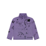 Embroidered Canvas Pullover Jacket [Purple]