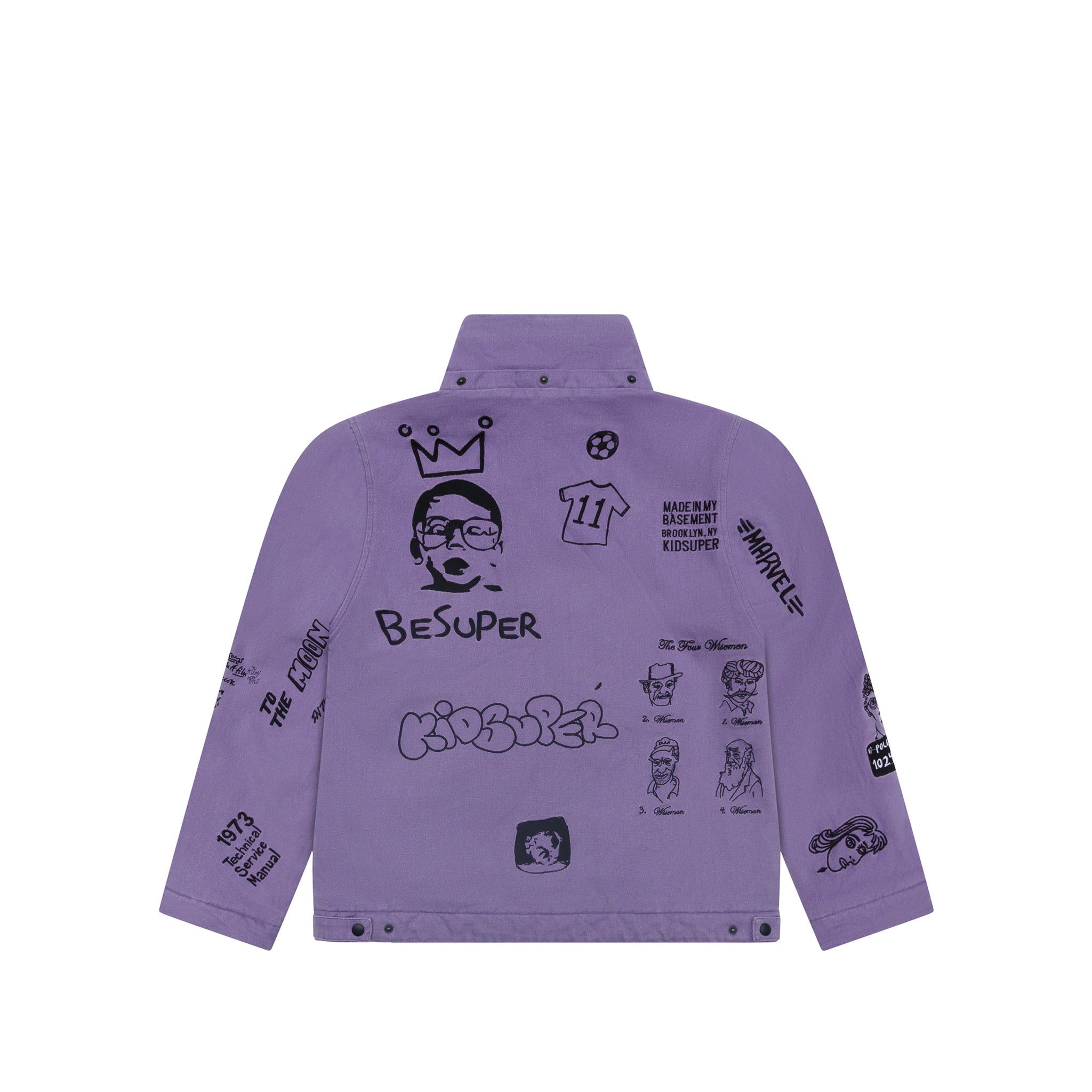 Embroidered Canvas Pullover Jacket [Purple]