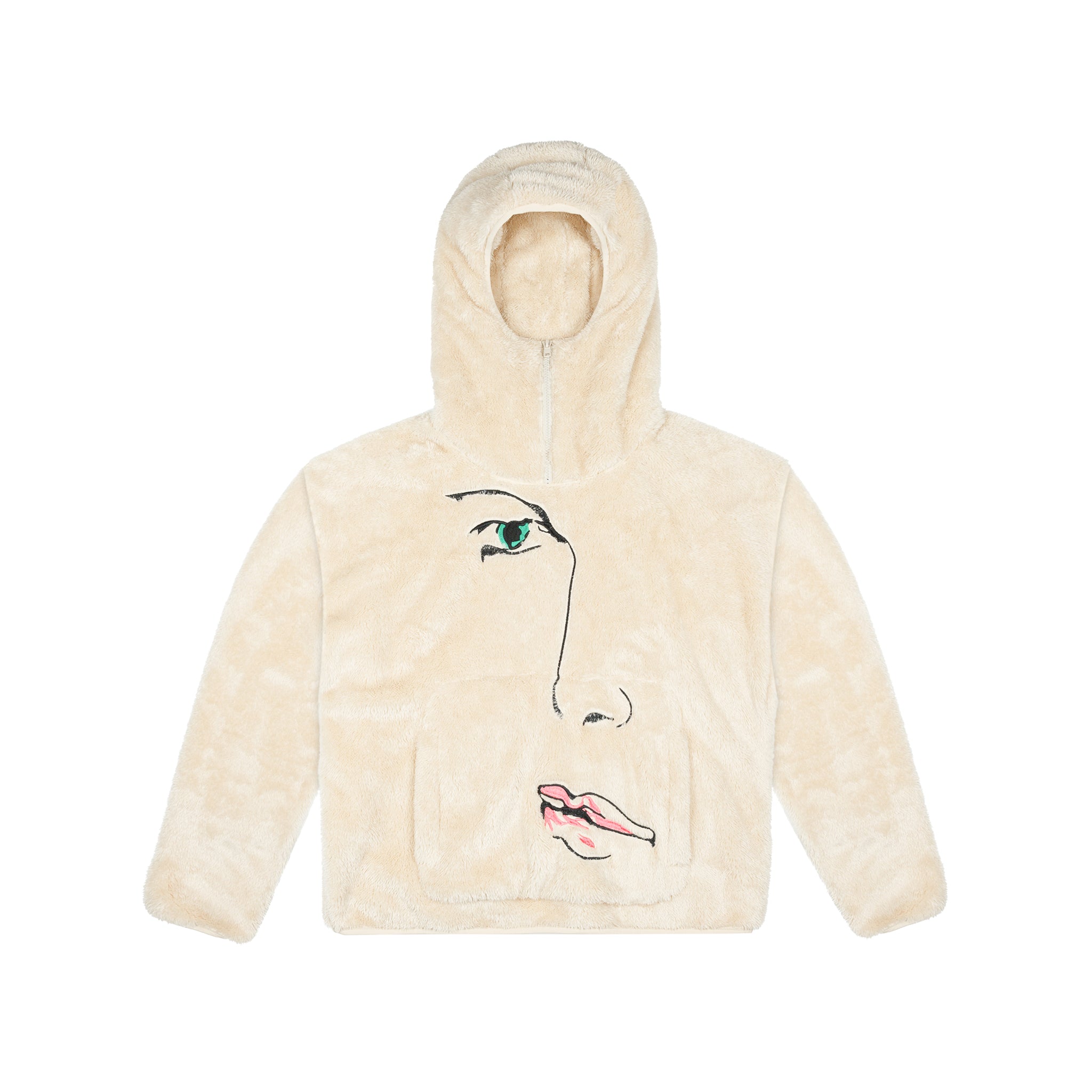 Embroidered Fleece 3/4 Zip [Cream]