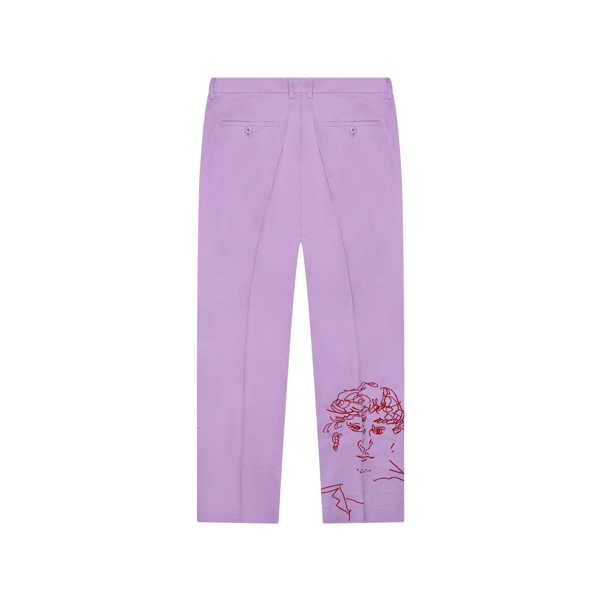 Doodle Faces Embroidered Suit Pants-Lavender