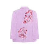 Doodle Faces Embroidered Suit Top [Lavender]