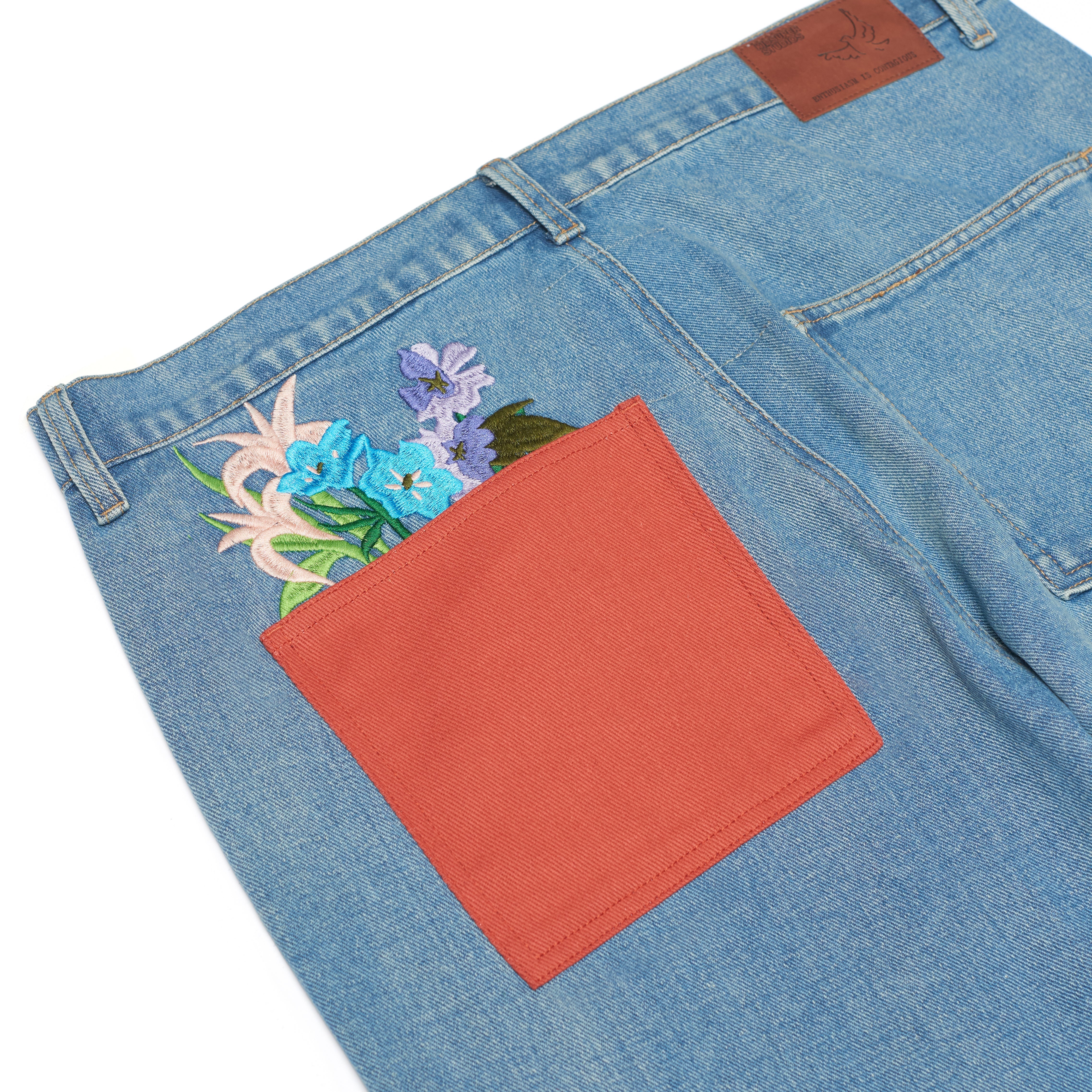 Back Pocket Flower Pot Jeans [Blue]