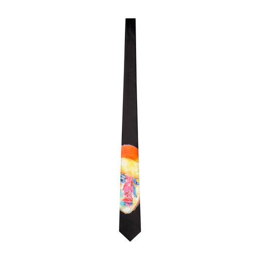 Face-Printed Silk Tie [Black]