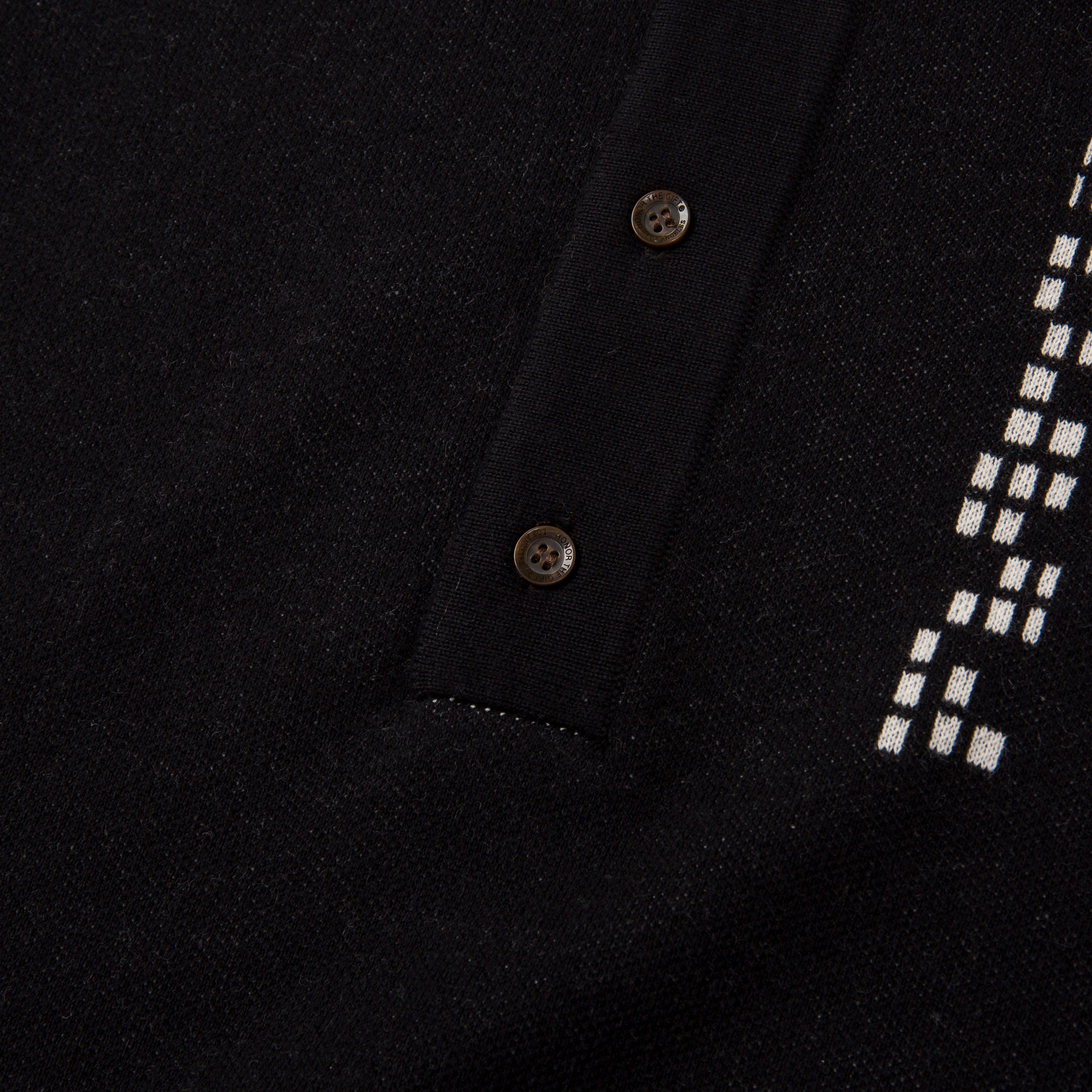 Knit H Pattern Polo - Black