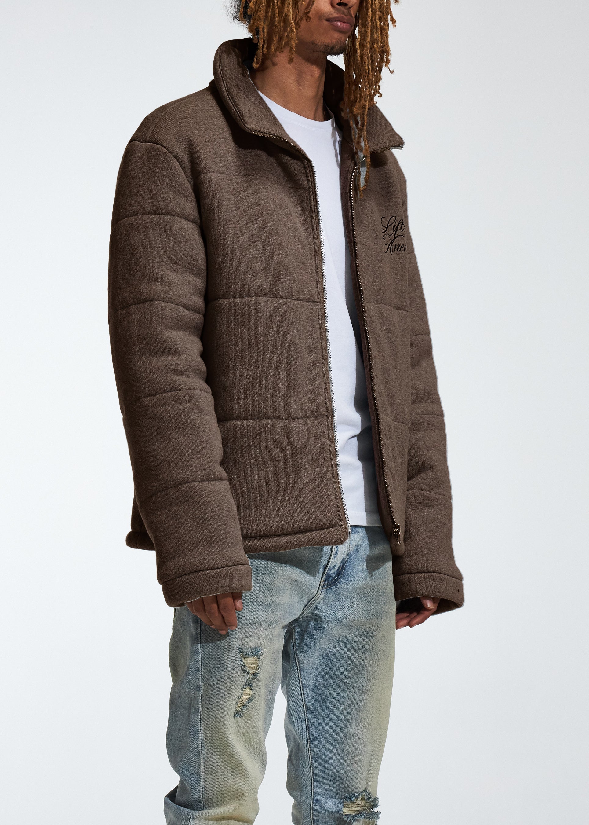 "Modular" Knitted Puffer Jacket (Camel)