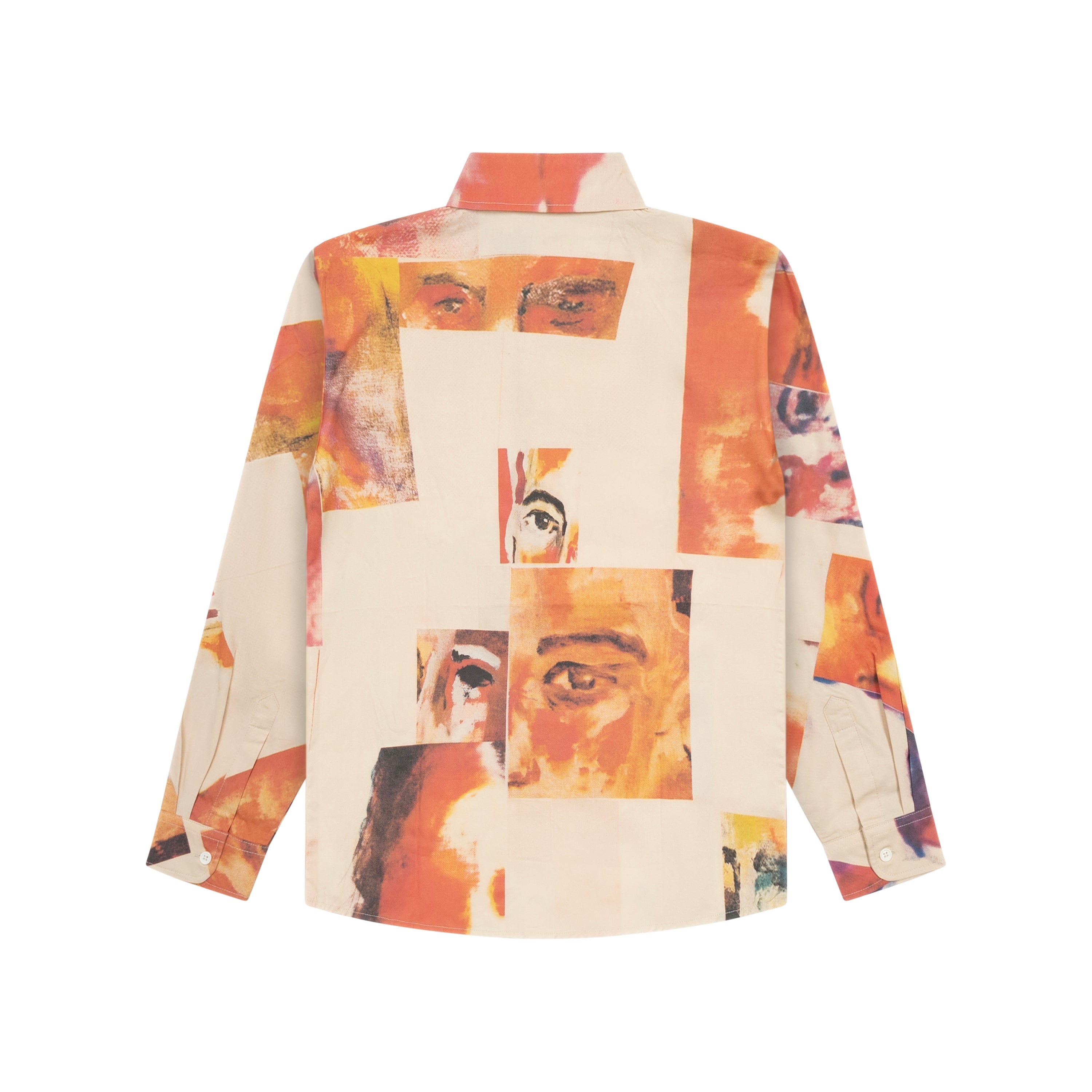 Collage Faces Button Up Shirt [Tan / Multi]