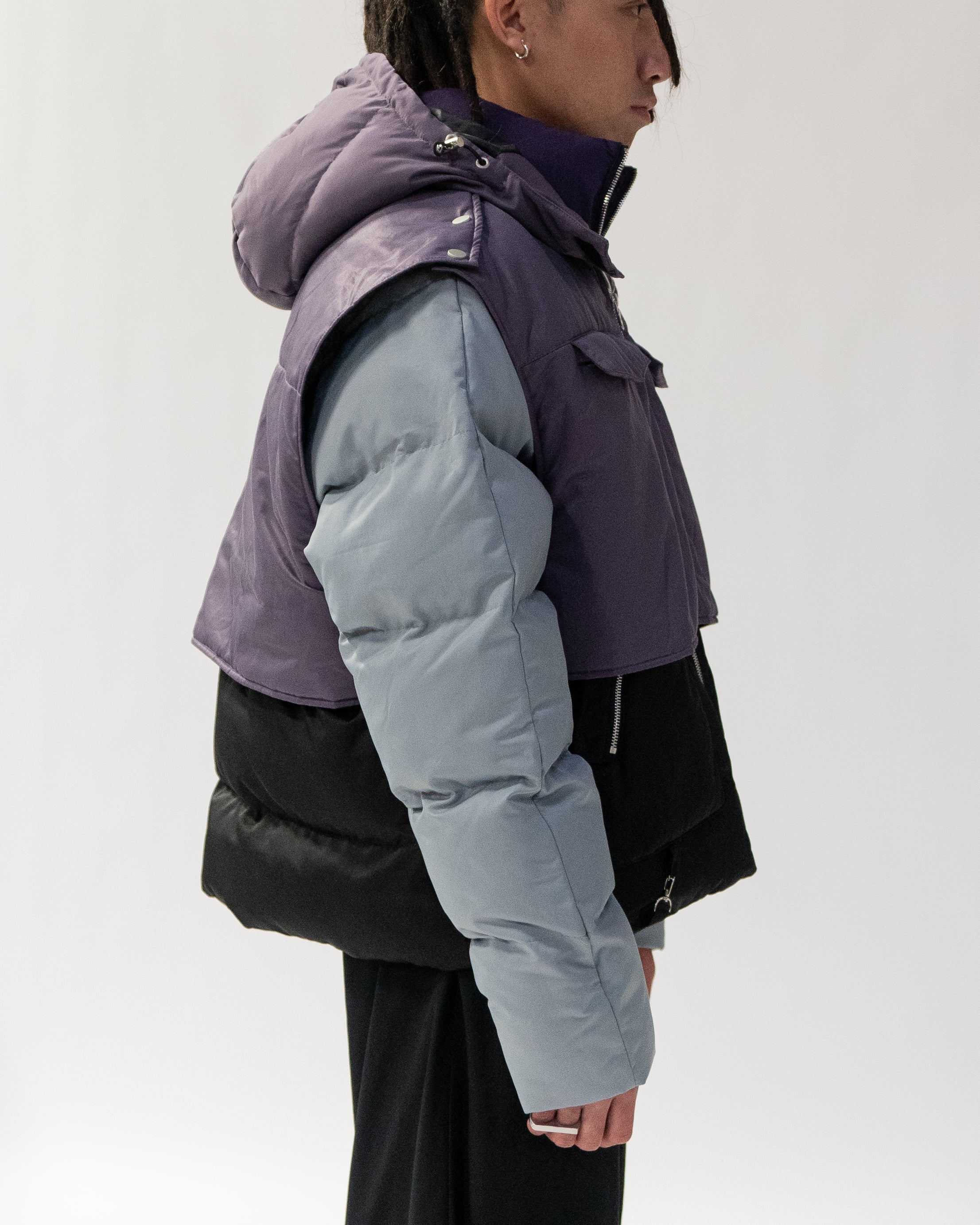 "Daphne" Layered Utility Puffer Jacket (Midnight)