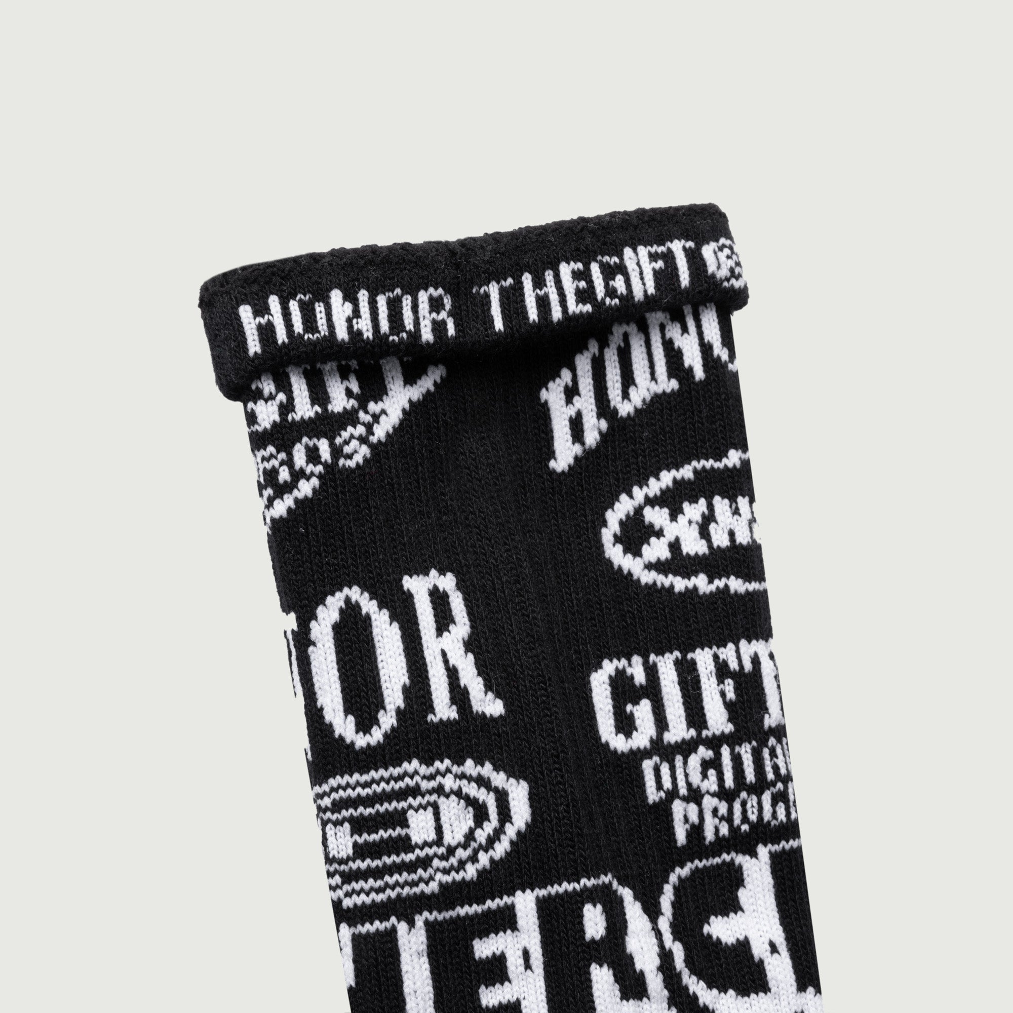 Mixed Graphic Ribbed Sock - Black