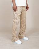 EPTM NYLON ZIP FLARED PANTS - TAN