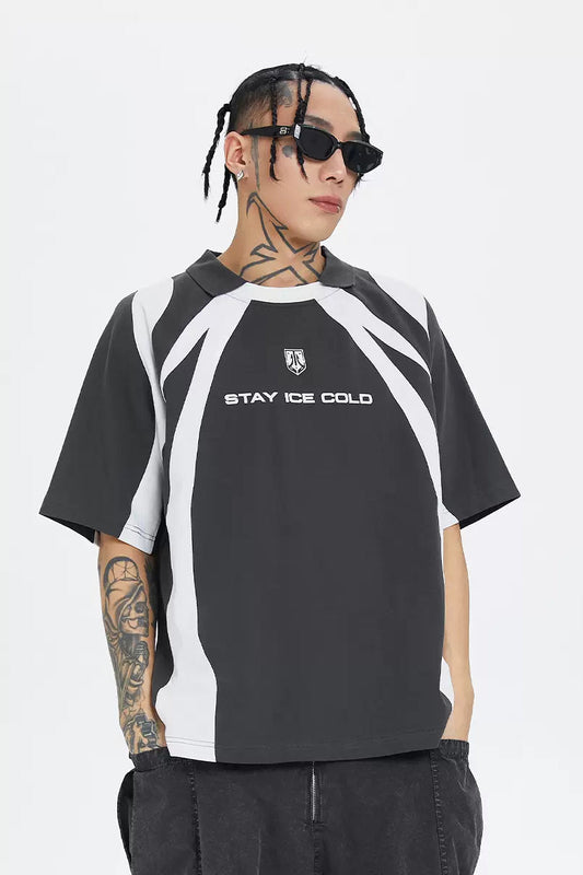 Deconstructed Heavy Print Polo Shirt