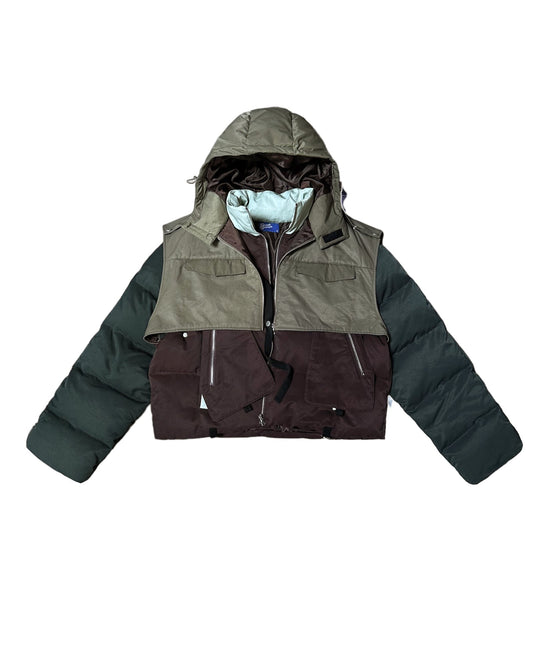 "Daphne" Layered Utility Puffer Jacket (Forest)