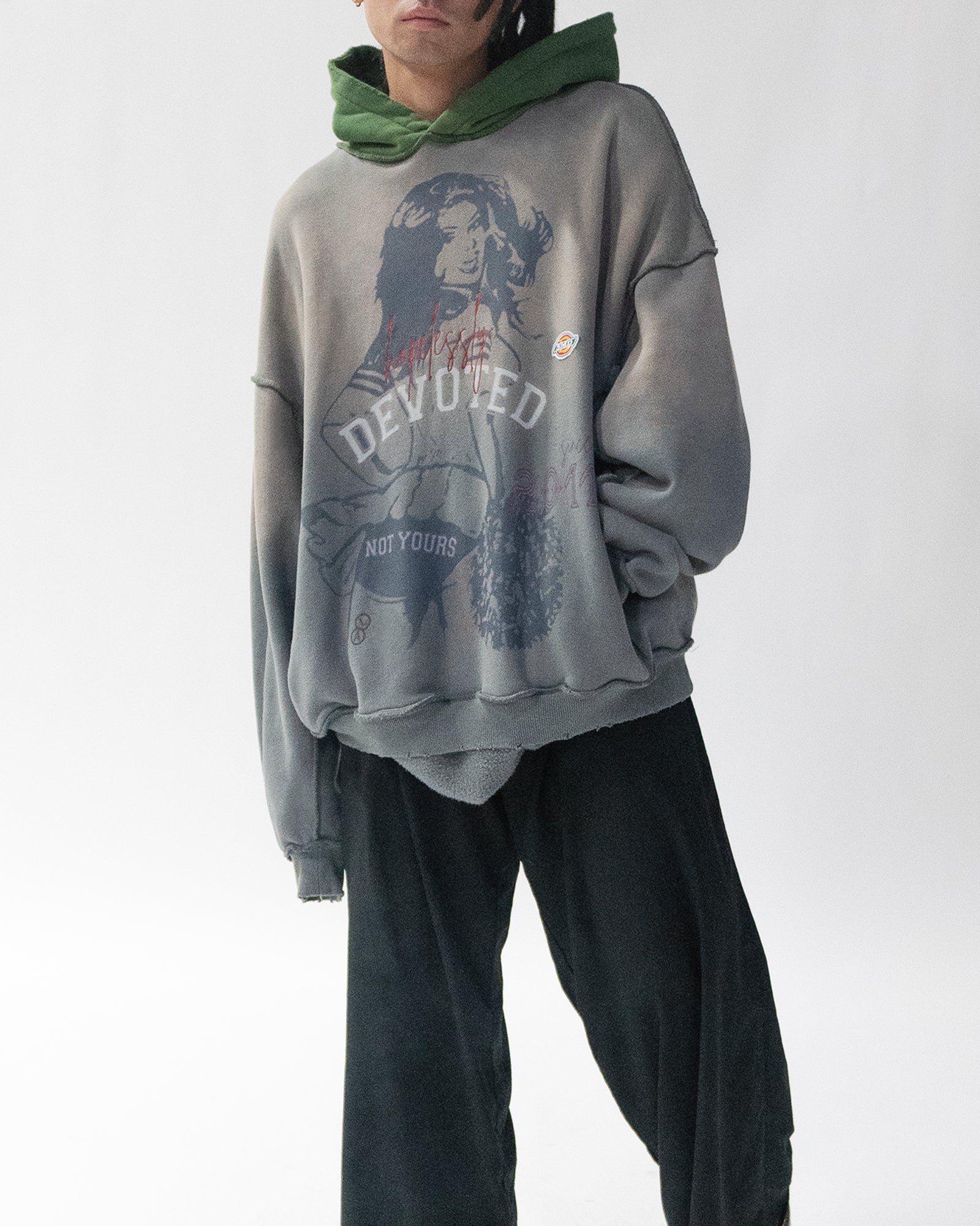 "Pep Rally" Two-Toned Reverse Stitch Hoodie (Green)