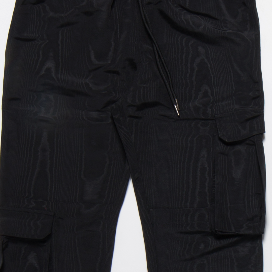 Black Woodgrain Nylon Pant