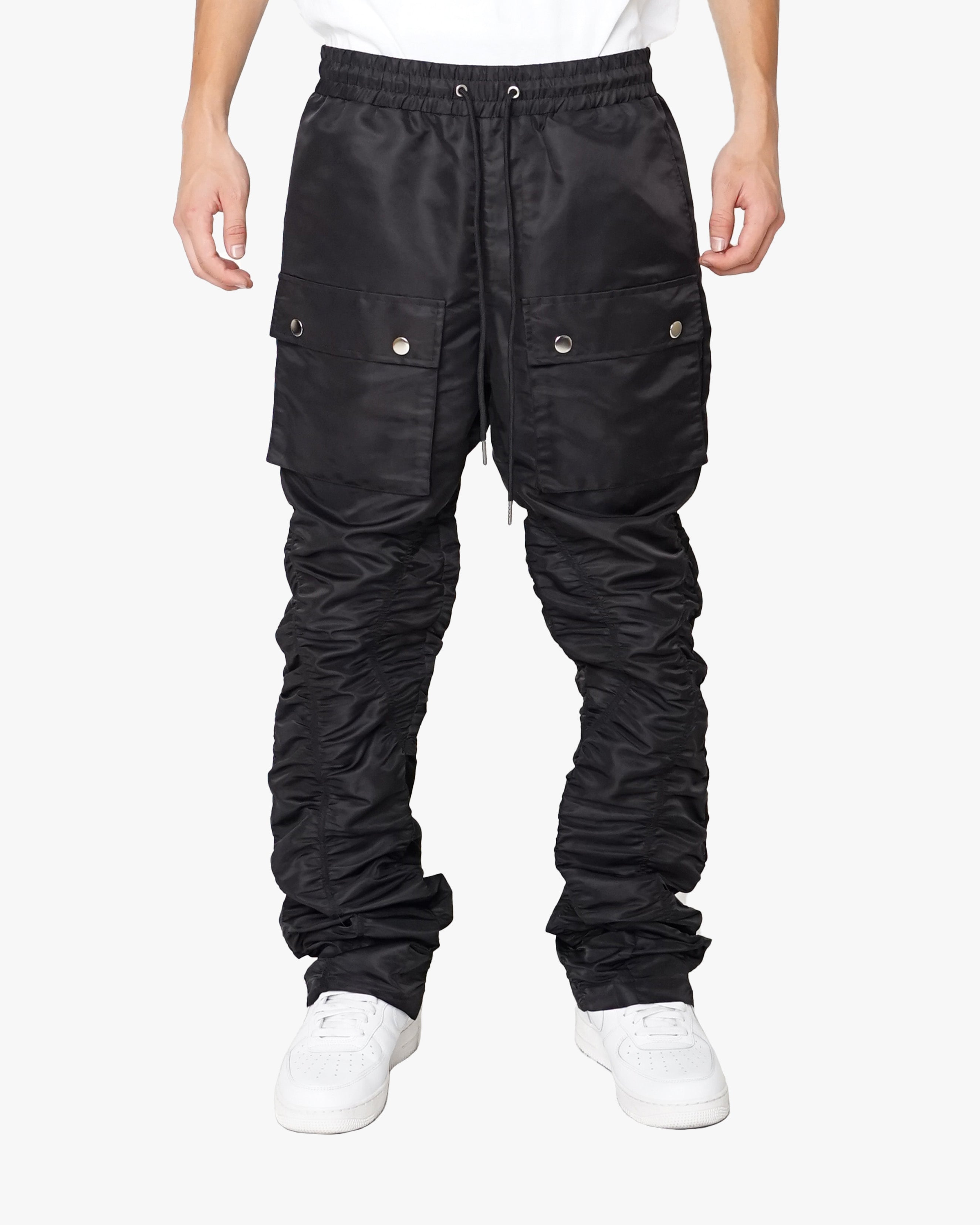 EPTM RUCHED FLARE PANTS-BLACK