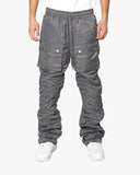 EPTM RUCHED FLARE PANTS-CHARCOAL