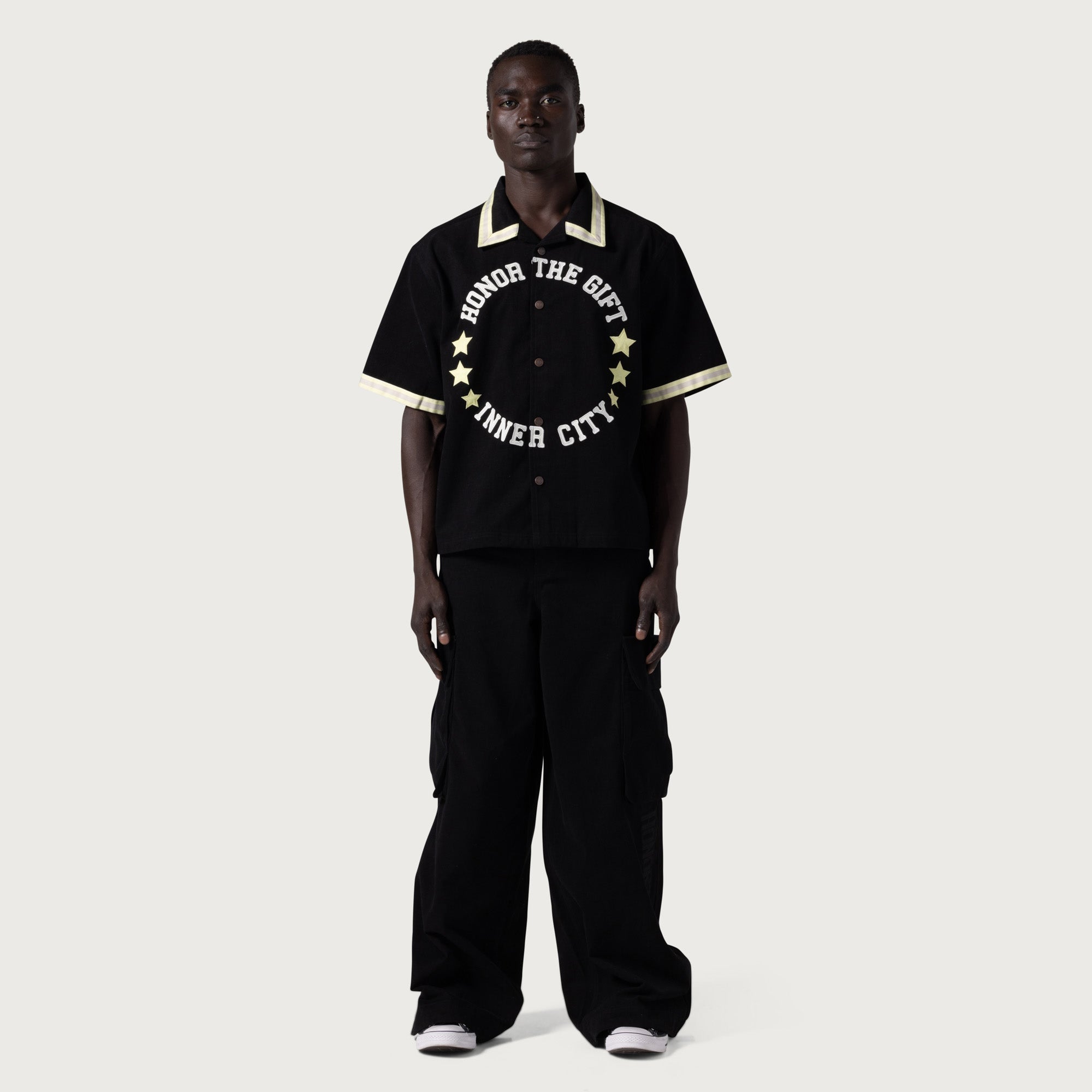 Wide Leg Cargo Pant - Black