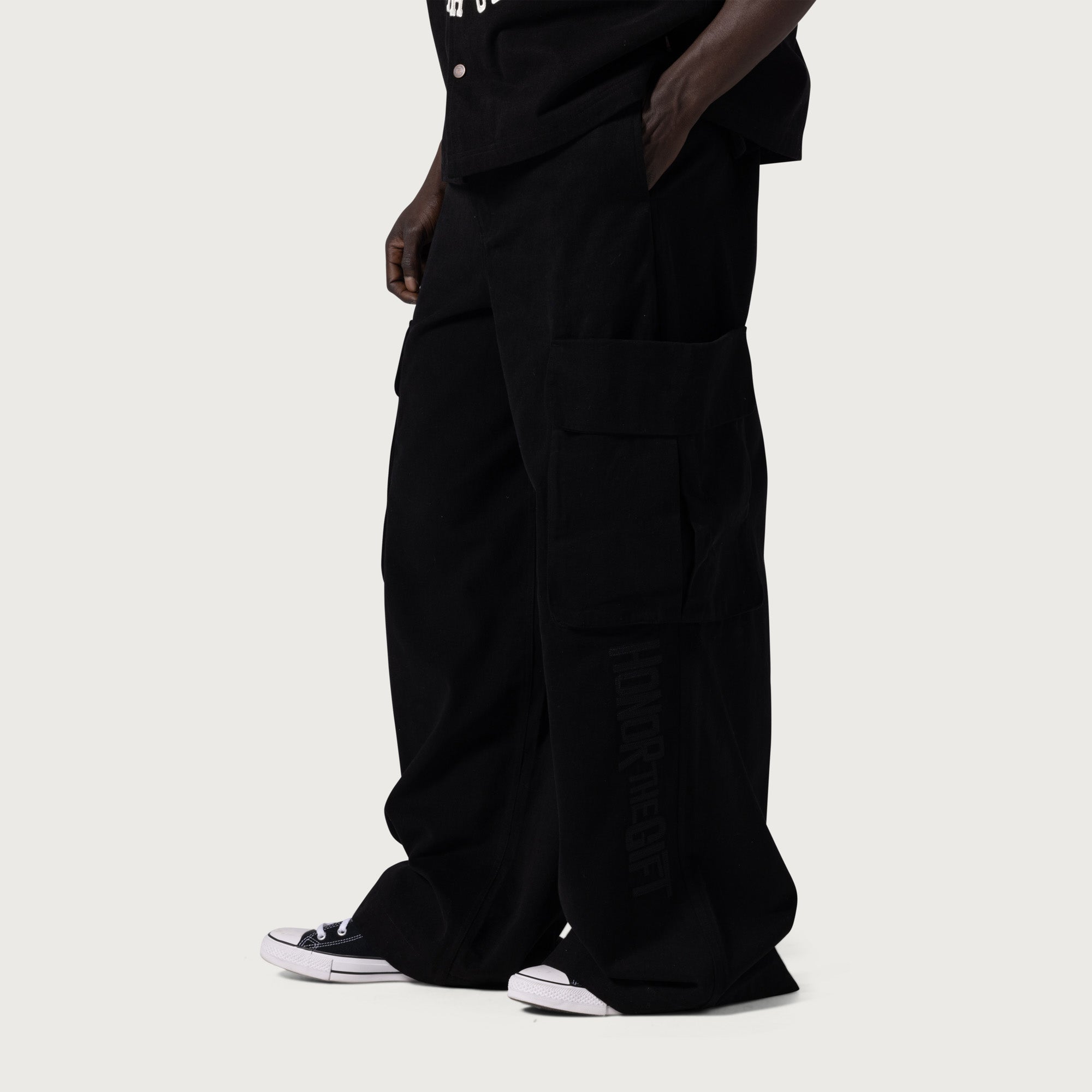 Wide Leg Cargo Pant - Black