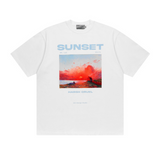 Sunset Oil Painting Round Neck Tee