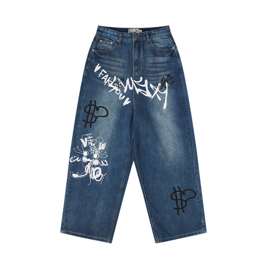 Spray Painted Baggy Denim