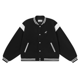 Contrast Stitching Embroidered Varsity Jacket