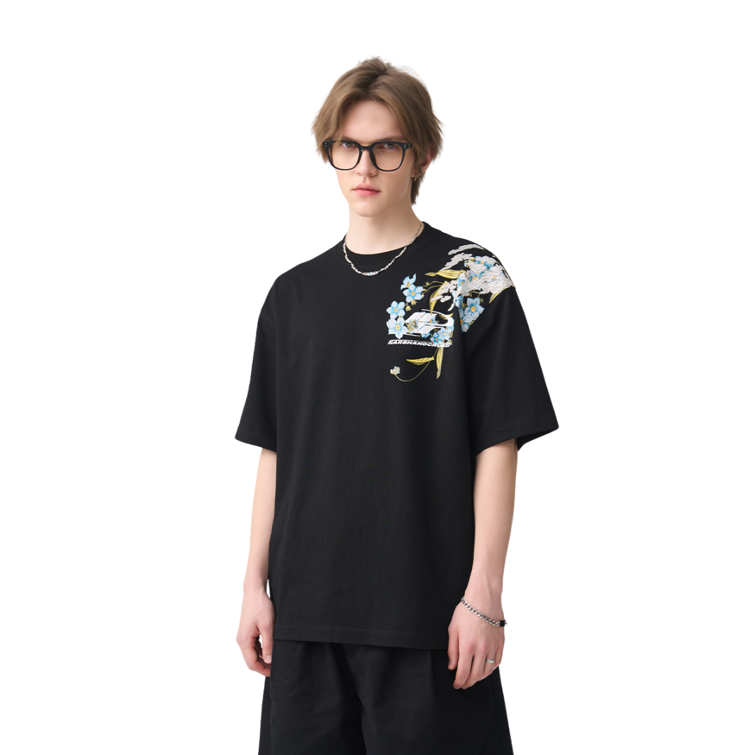 Floral Embroidery Logo Tee