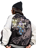 Floral Embroidery Baseball Track Jacket