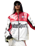 Vintage Embroidered Racing Leather Jacket