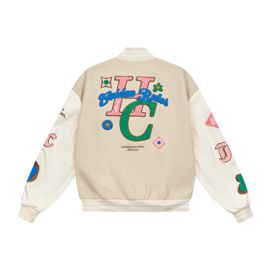 Golden Rules Embroidered Varsity Jacket