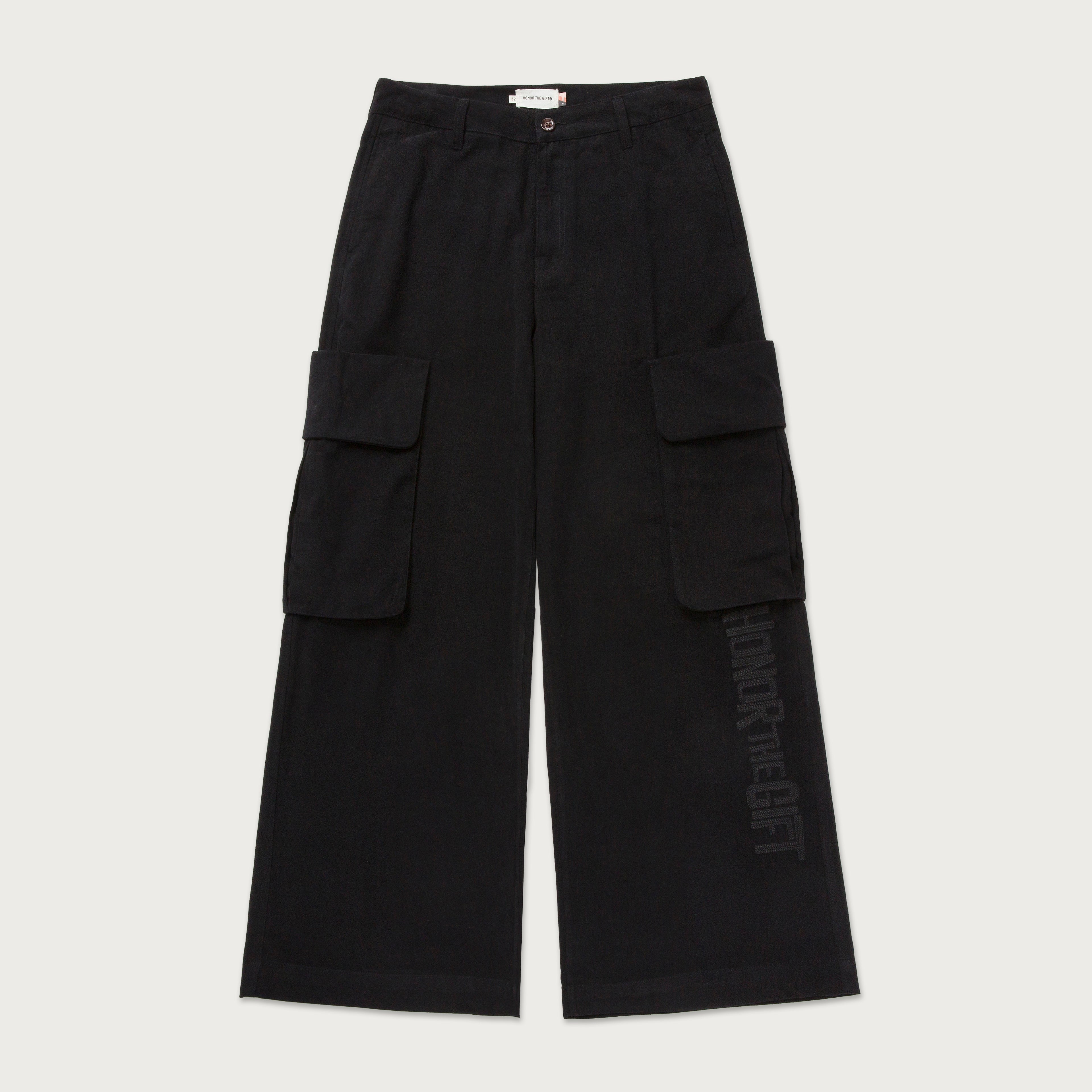 Wide Leg Cargo Pant - Black