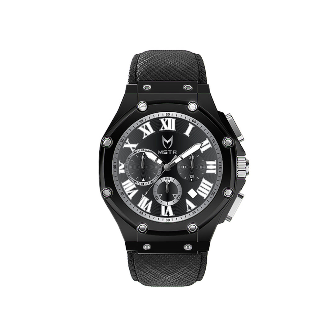 AM1030LB - AMBASSADOR BLACK / SILVER / LEATHER BAND WATCH