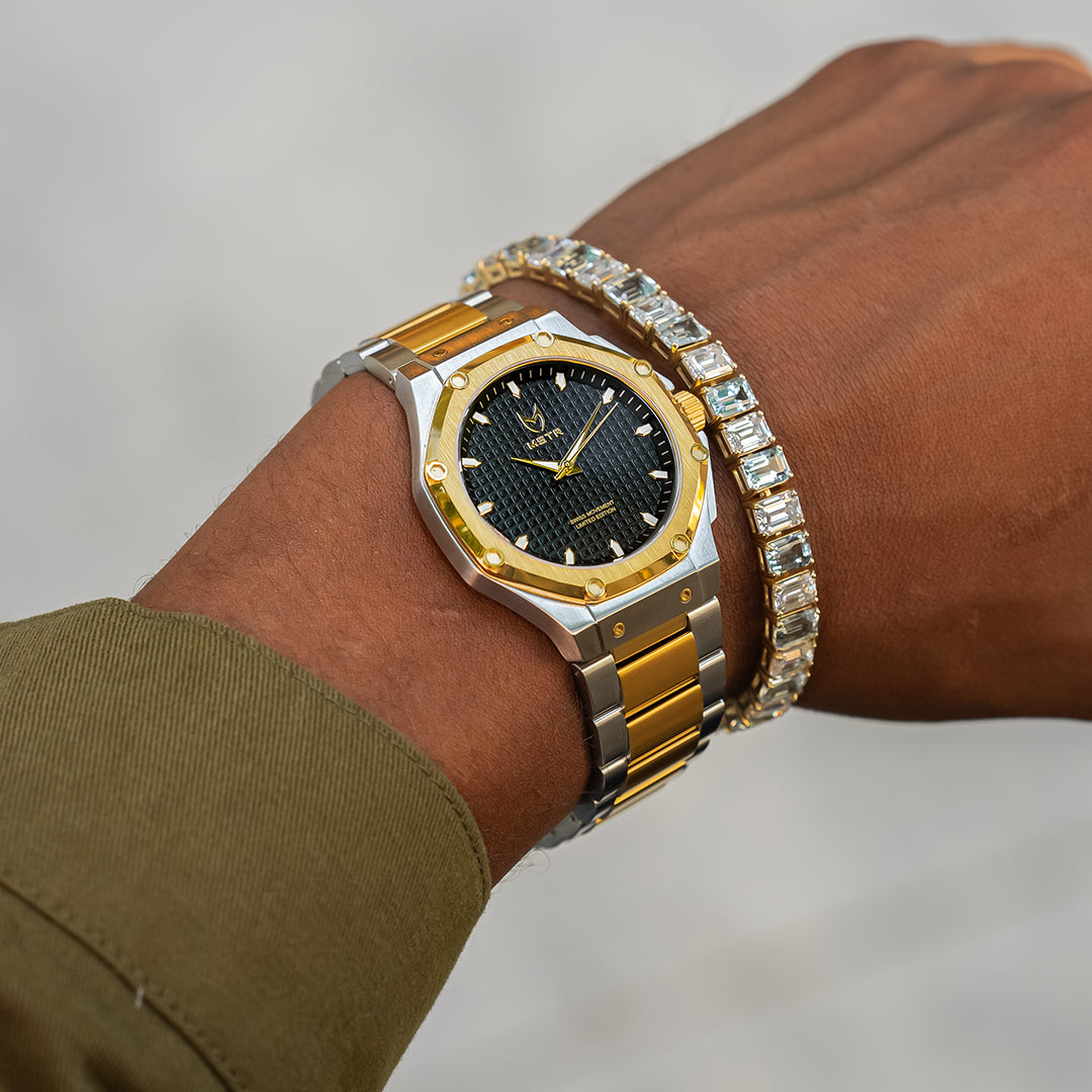 AM408SS - 41MM SILVER & GOLD WATCH