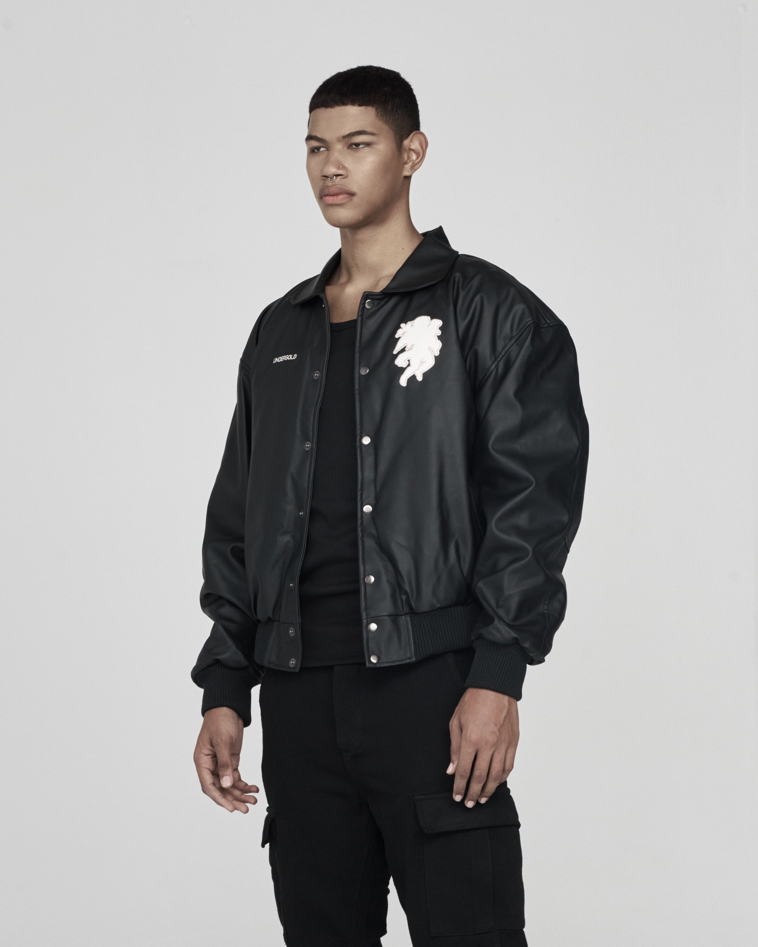 Basics Embroidered Varsity Blouson Black