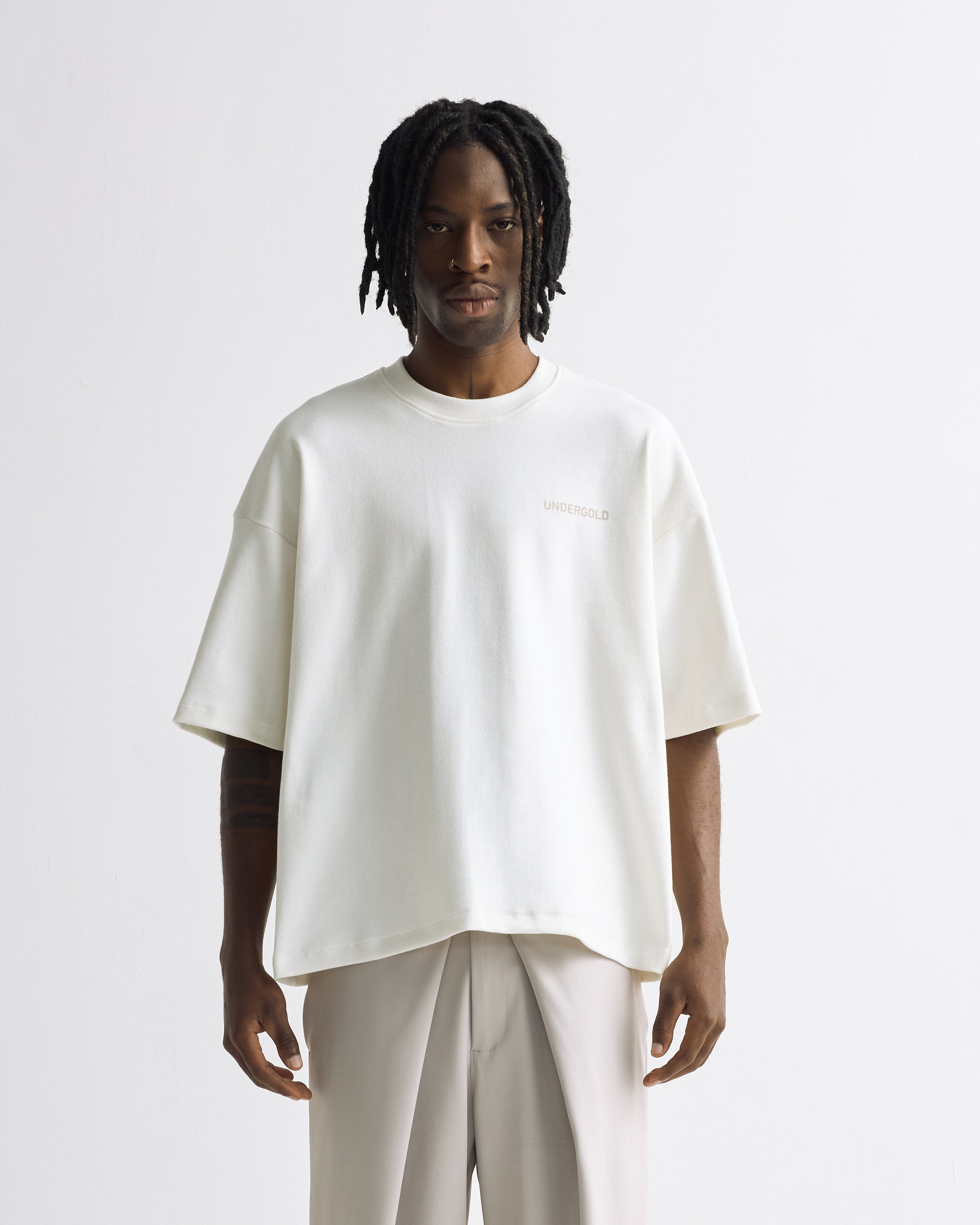 Basics Logo Ribbed Boxy Tshirt White