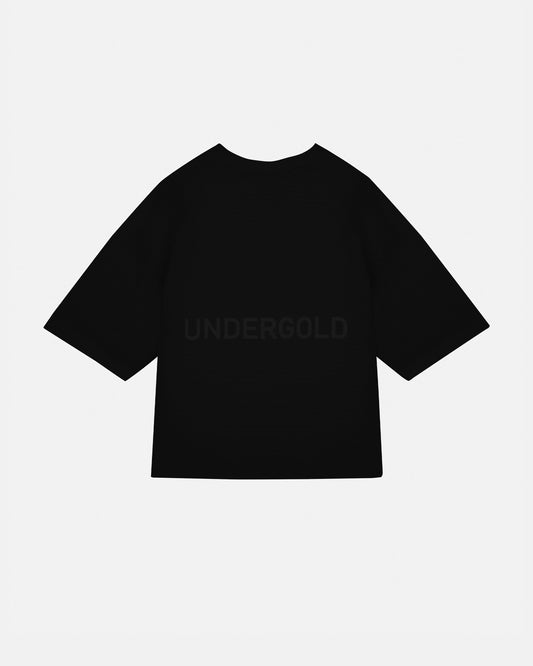 Basics Logo Textured Boxy Tshirt Black